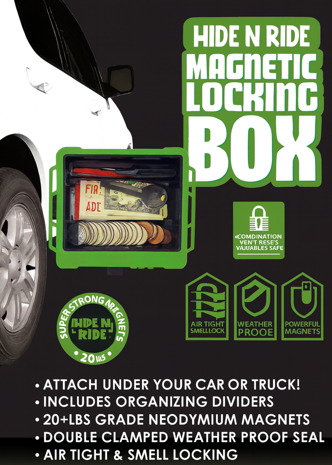 Magnetic Storage Box with Lock